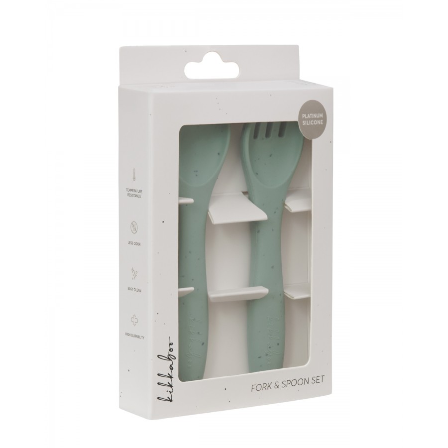 Kikkaboo Σετ Κουτάλι & Πιρούνι από Σιλικόνη Platinum Silicone Sage (31302050014)