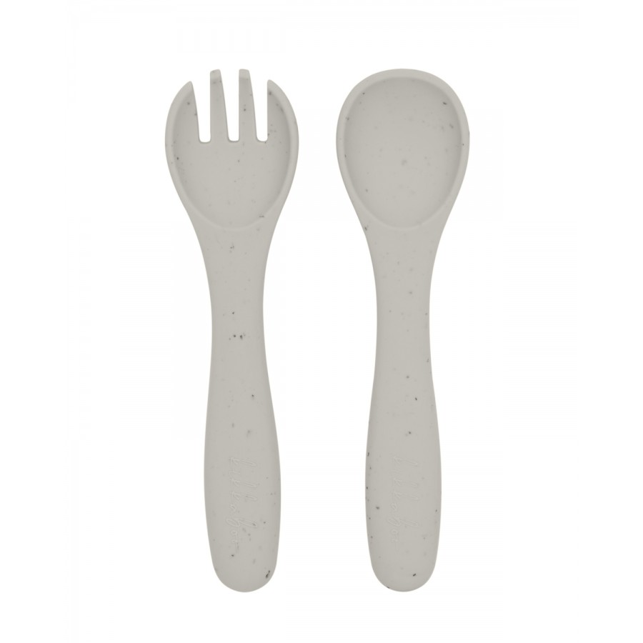 Kikkaboo Σετ Κουτάλι & Πιρούνι από Σιλικόνη Platinum Silicone Sand (31302050015)