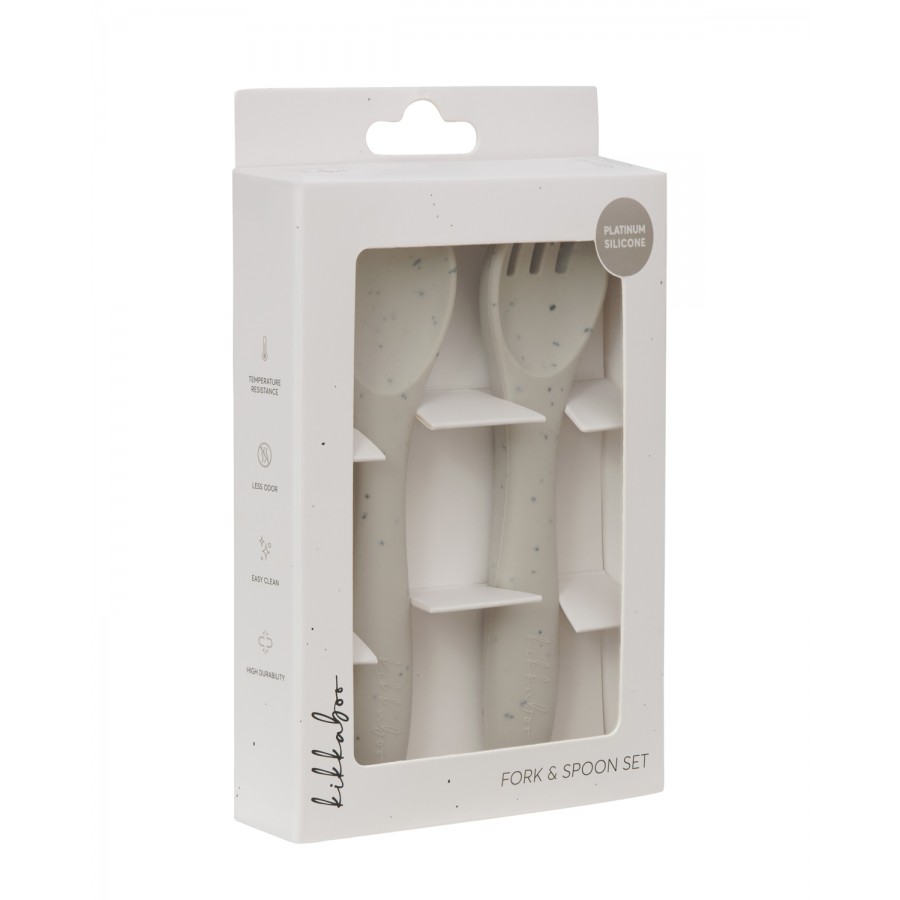 Kikkaboo Σετ Κουτάλι & Πιρούνι από Σιλικόνη Platinum Silicone Sand (31302050015)