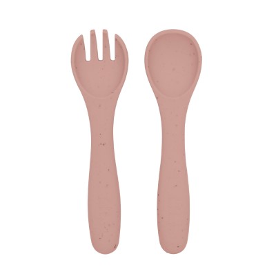 Kikkaboo Σετ Κουτάλι & Πιρούνι από Σιλικόνη Platinum Silicone Blush (31302050044)