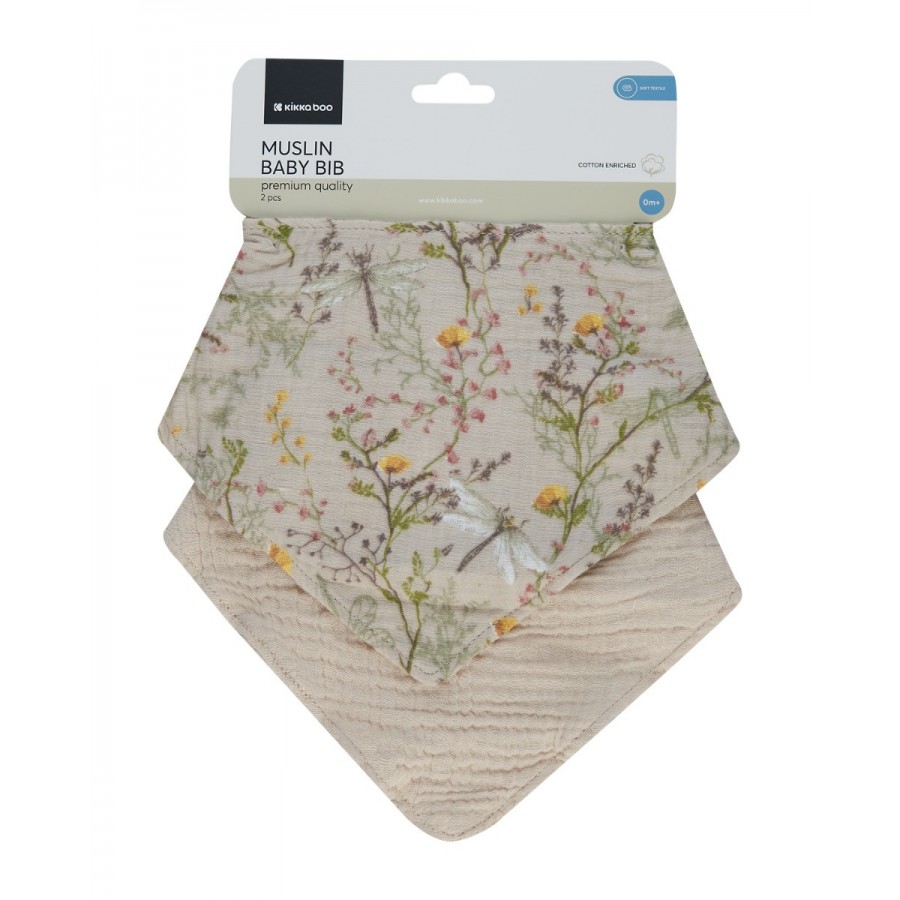 Kikkaboo Σετ σαλιάρες μουσελίνας 2 τεμ. Secret Garden Beige (31303030070)
