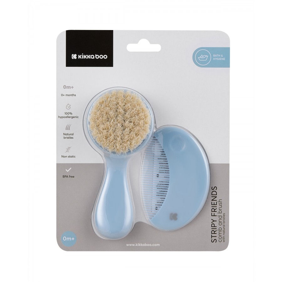 Kikkaboo Βούρτσα - Χτένα Φυσική Τρίχα Stripy Friends (31303040134)