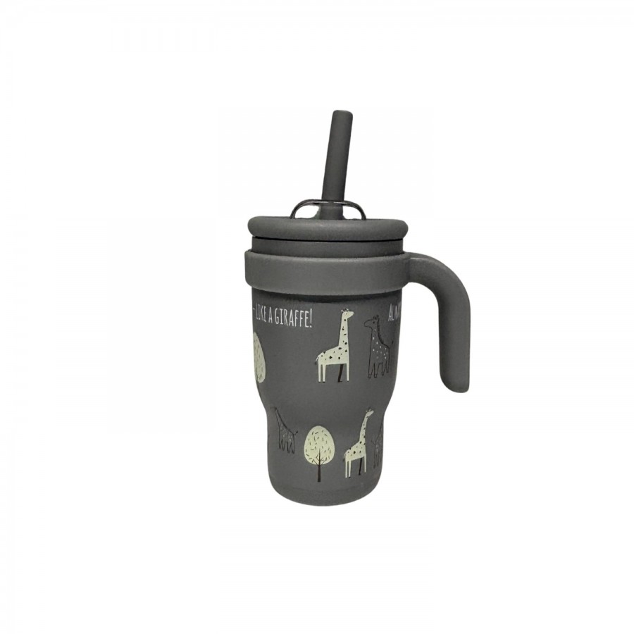 Abo Ανοξείδωτο Μπουκάλι-Θερμός 350ml με Χερούλι & Καλαμάκι –ALWAYS LOOK UP – LIKE A GIRAFFE (314702)