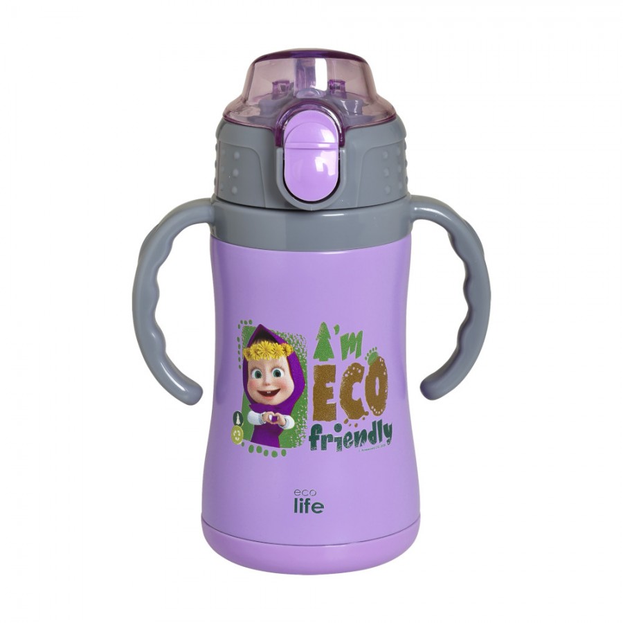Eco Life Παιδικό Παγούρι Θερμός Ανοξείδωτο με Καλαμάκι Masha -Eco Friendly Lilac (33-BO-2122)