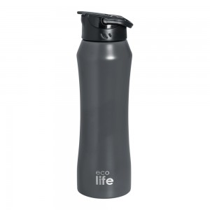 Eco Life Θερμός από ανοξείδωτο ατσάλι Grey Thermos 550ml Με Eσωτερικό Καλαμάκι (33-BO-3061)