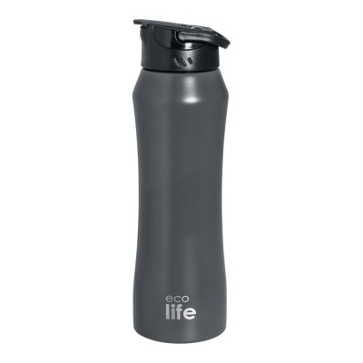 Eco Life Θερμός από ανοξείδωτο ατσάλι Grey Thermos 550ml Με Eσωτερικό Καλαμάκι (33-BO-3061)
