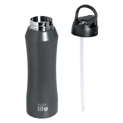 Eco Life Θερμός από ανοξείδωτο ατσάλι Grey Thermos 550ml Με Eσωτερικό Καλαμάκι (33-BO-3061) Eco Life Θερμός από ανοξείδωτο ατσάλι Grey Thermos 550ml Με Eσωτερικό Καλαμάκι (33-BO-3061)