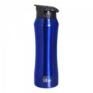 Eco Life Θερμός από ανοξείδωτο ατσάλι Blue Thermos 550ml Με Eσωτερικό Καλαμάκι (33-BO-3062)