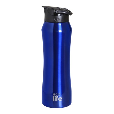 Eco Life Θερμός από ανοξείδωτο ατσάλι Blue Thermos 550ml Με Eσωτερικό Καλαμάκι (33-BO-3062)