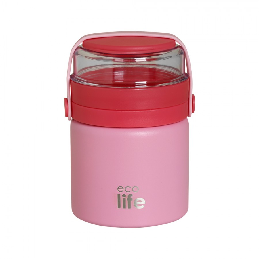 Eco Life Στρογγυλό Θερμός Φαγητού 450ml Ροζ (33-BO-9021) Eco Life Στρογγυλό Θερμός Φαγητού 450ml Ροζ (33-BO-9021)
