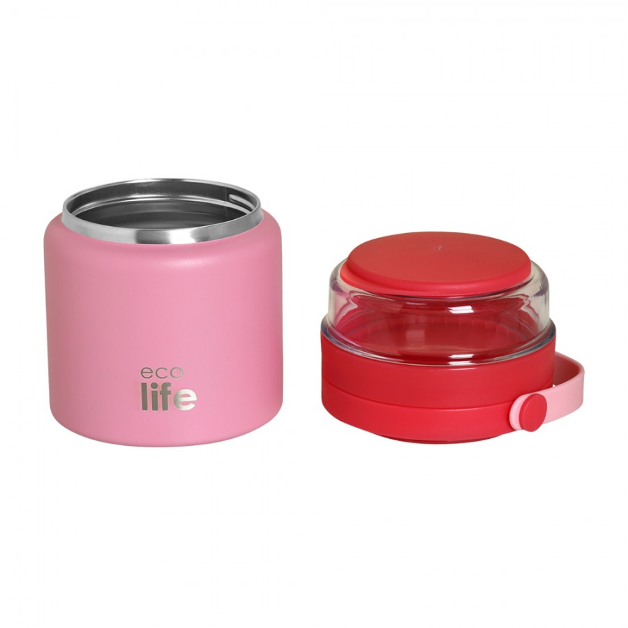 Eco Life Στρογγυλό Θερμός Φαγητού 450ml Ροζ (33-BO-9021) Eco Life Στρογγυλό Θερμός Φαγητού 450ml Ροζ (33-BO-9021)