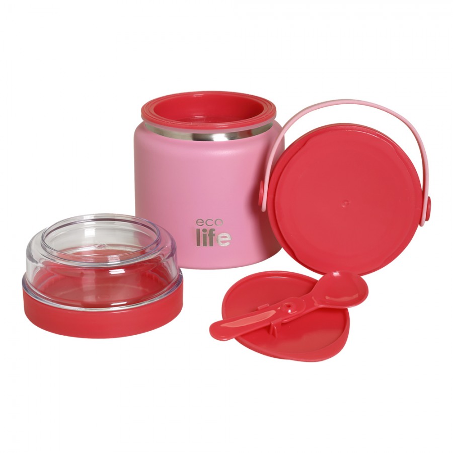 Eco Life Στρογγυλό Θερμός Φαγητού 450ml Ροζ (33-BO-9021) Eco Life Στρογγυλό Θερμός Φαγητού 450ml Ροζ (33-BO-9021)
