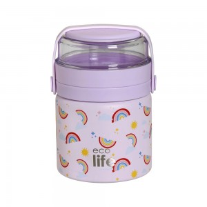 Eco Life Στρογγυλό Θερμός Φαγητού 450ml Purple Rainbow (33-BO-9022) Eco Life Στρογγυλό Θερμός Φαγητού 450ml Purple Rainbow (33-BO-9022)