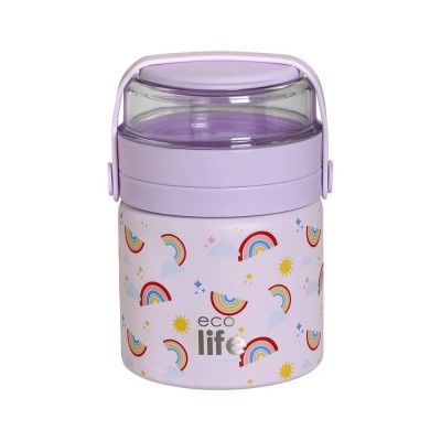 Eco Life Στρογγυλό Θερμός Φαγητού 450ml Purple Rainbow (33-BO-9022) Eco Life Στρογγυλό Θερμός Φαγητού 450ml Purple Rainbow (33-BO-9022)