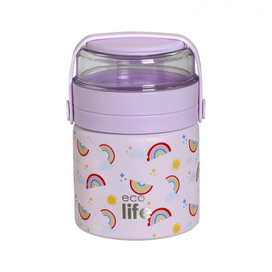 Eco Life Στρογγυλό Θερμός Φαγητού 450ml Purple Rainbow (33-BO-9022) Eco Life Στρογγυλό Θερμός Φαγητού 450ml Purple Rainbow (33-BO-9022)