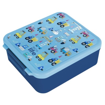 Eco Life Φαγητοδοχείο 1700ml Με Χωρίσματα & Θερμομπόλ Blue Cars (33-BO-9060)