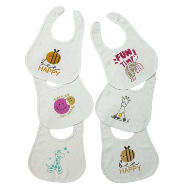 Bunny Bebe Σετ 6 Βαμβακερές Σαλιάρες με αδιαβροχοποίηση στο κάτω μέρος με velcro και τύπωμα Girl (331-ΚΟΡΙΤΣΙ-6ΔΑ)