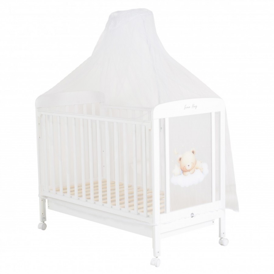 Cangaroo Ξύλινη βρεφική κούνια για στρώμα 60x120cm Lunahug White (3801005210527)