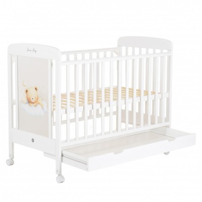 Cangaroo Ξύλινη βρεφική κούνια για στρώμα 60x120cm Lunahug White (3801005210527)