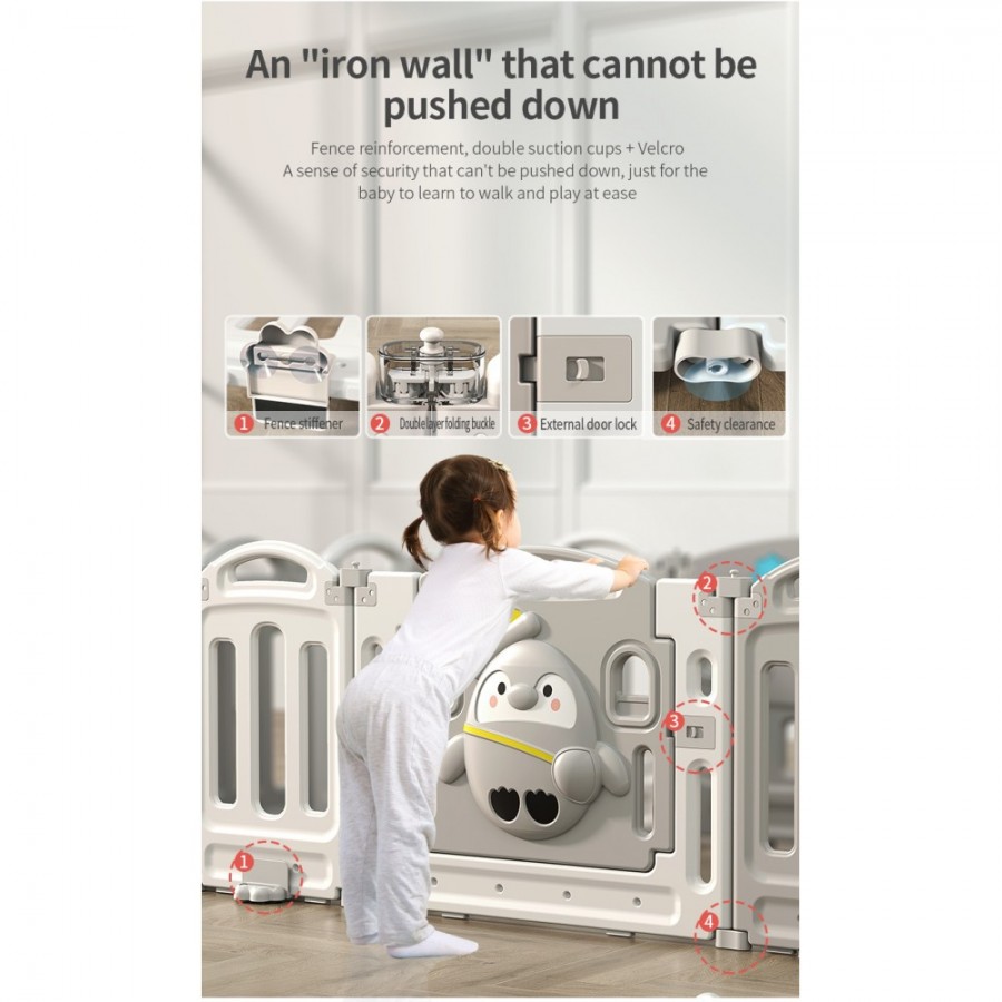 Moni Παιδικός Φράχτης 150/150 Με Στρώμα Penguin (3801005602711)