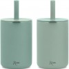 Kiokids Σετ Ποτήρια Σιλικόνης με Καλαμάκι 180ml Μέντα (3804)