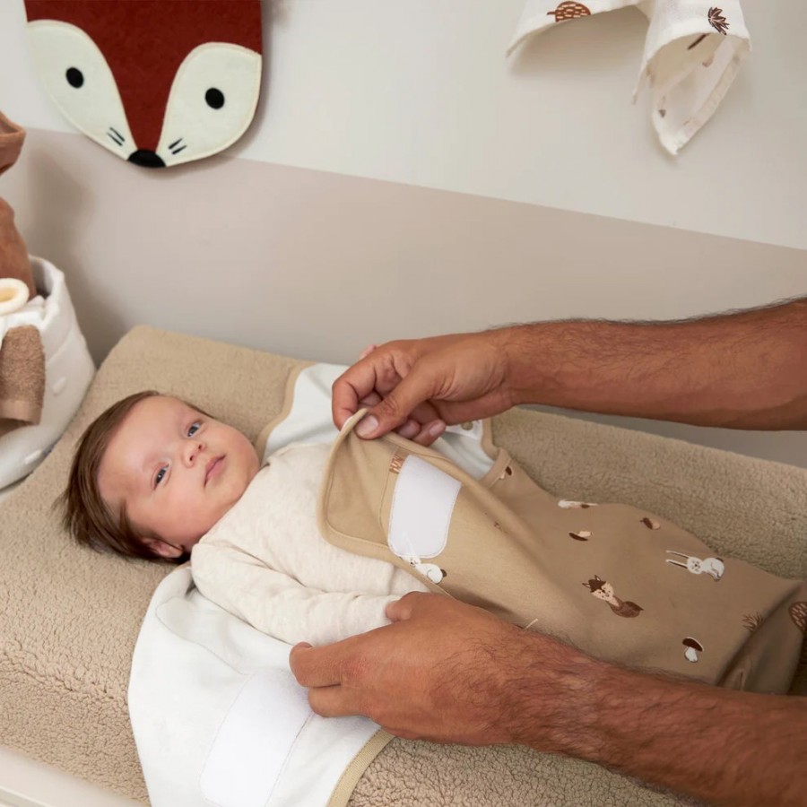 Meyco Πάνα Φασκιώματος Swaddle Forest Animals Sand 0-3 μηνών (MEY-155.165.33.01)