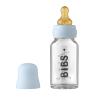 Bibs Γυάλινο μπιμπερό 110ml Στρογγυλή Θηλή Αργής Ροής Latex Baby Blue (5013231)
