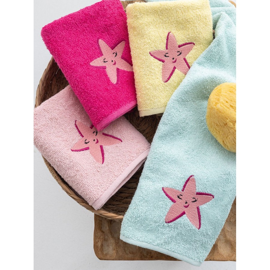 Palamaiki Home Σετ Βρεφικές Πετσέτες Baby 4 τμχ Kids Bath Starfish (5205857247065)