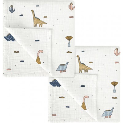 Bimbidreams Πάνες Αγκαλιάς Μουσελίνα Dinos 60x60εκ. Σετ 2τμχ (548C3797)