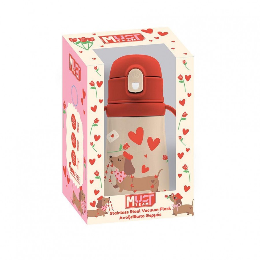 Must Παγούρι Θερμός Ανοξείδωτο 350 ml με καλαμάκι Σκυλάκι (587466)