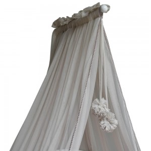 Bebestars Κουνουπιέρα κρεβατιού με pom-pom Beige (603-182) Bebestars Κουνουπιέρα κρεβατιού με pom-pom Beige (603-182)