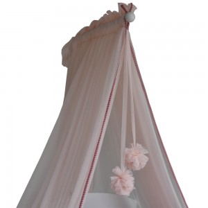 Bebestars Κουνουπιέρα κρεβατιού με pom-pom Pink (603-185) Bebestars Κουνουπιέρα κρεβατιού με pom-pom Pink (603-185)