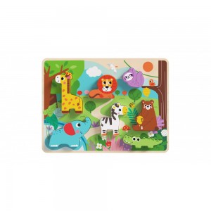 Tooky Toy Ξύλινα Σφηνώματα 8τμχ. Ζώα της Ζούγκλας TH633 (6972633372875)