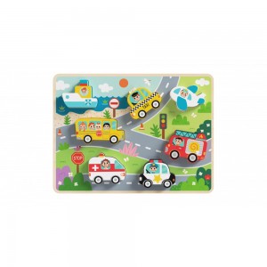 Tooky Toy Ξύλινα Σφηνώματα 8τμχ. Μέσα Μεταφοράς TH634 (6972633372882)