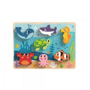 Tooky Toy Ξύλινα Σφηνώματα 8τμχ. Ζώα της Θάλασσας TK265 (6972633374503)