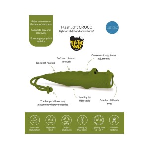 Rabbit & Friends Μικρός Φακός Σιλικόνης Croco Crocodile (70-520080)