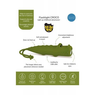 Rabbit & Friends Μικρός Φακός Σιλικόνης Croco Crocodile (70-520080)