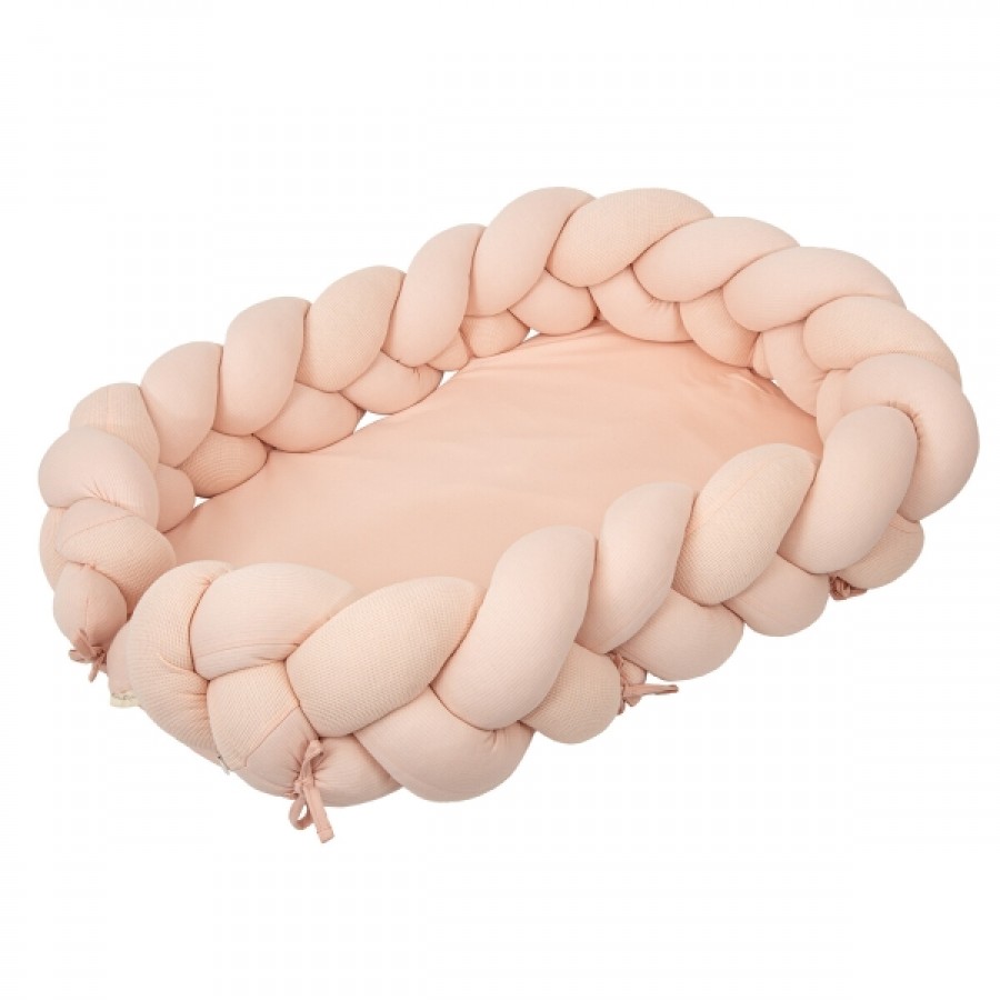 Bimbidreams Βρεφική Φωλιά Ύπνου Πλεξούδα με Memory Foam "Pink" 85x62 εκ. ( 733TEX04)