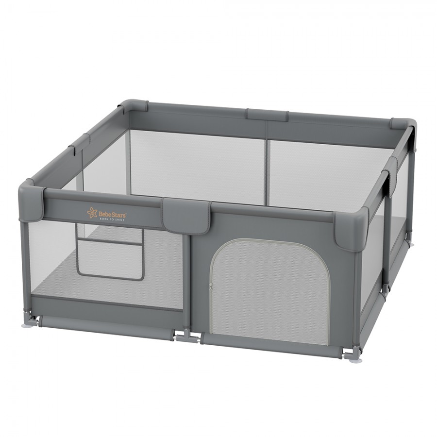 Bebestars Πάρκο για μωρά ορθογώνιο 150×150 Playzen Grey (880-100)
