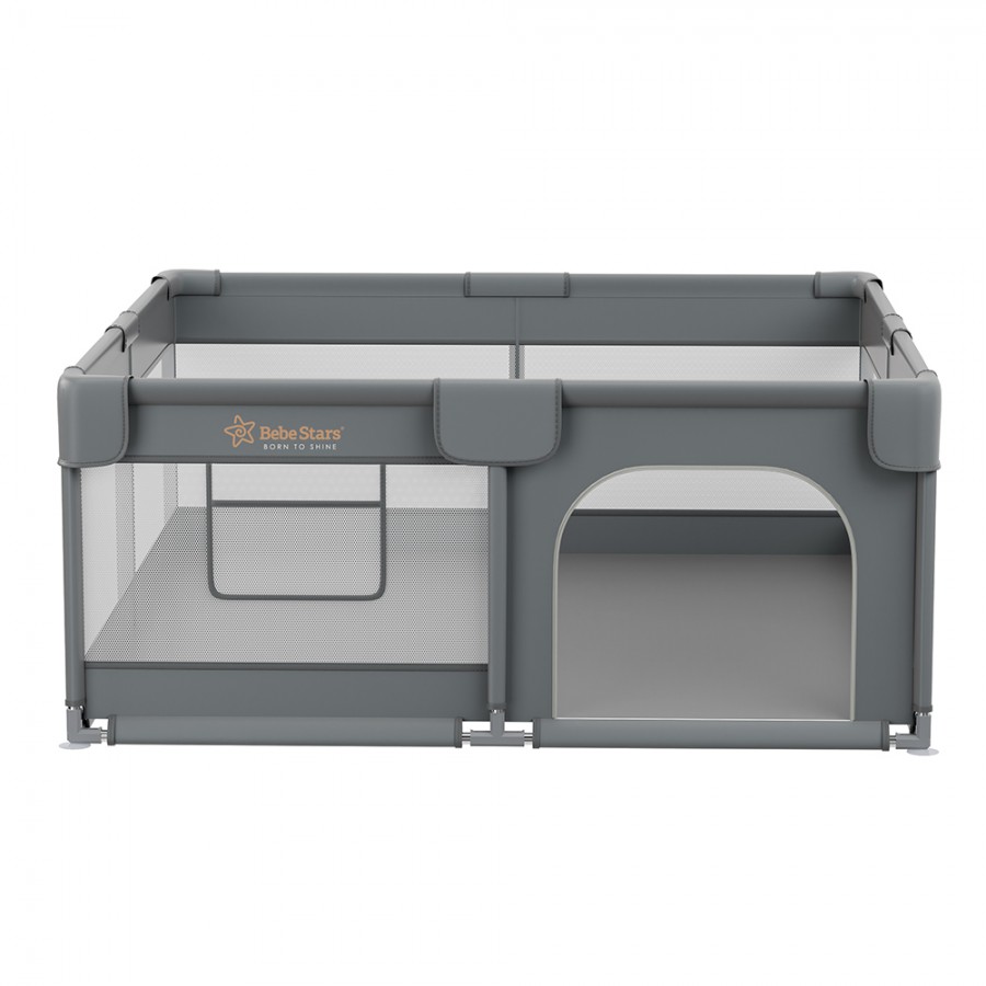 Bebestars Πάρκο για μωρά ορθογώνιο 150×150 Playzen Grey (880-100)