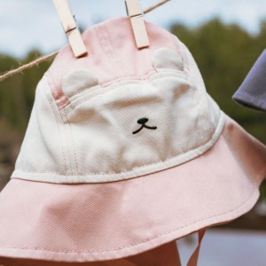 KiETLA: Camper Καπέλο με προστασία UPF50+ με γείσο - προστασία σε σβέρκο και αυτιά - Ροζ Αρκουδάκι 0-2ετ΄ων (KBB1NP)