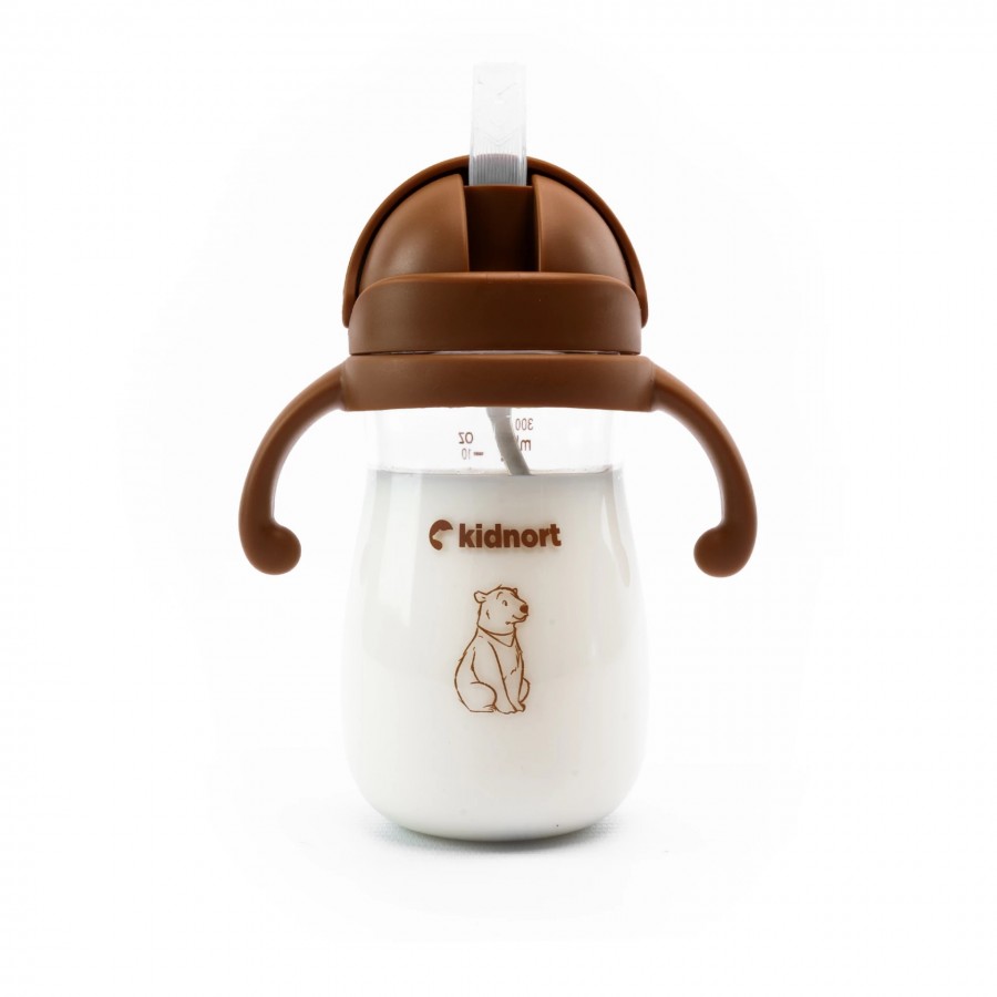Kidnort Παγούρι με καλαμάκι Bringebaer 300ml Brown (KID000047)