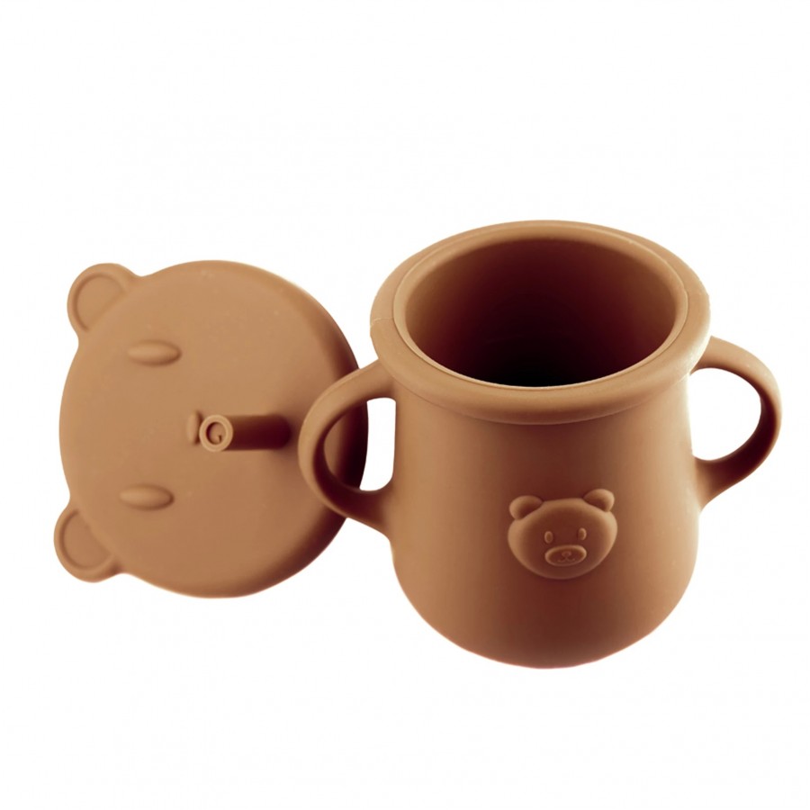 Kidnort Ποτήρι Σιλικόνης Retter με λαβές 200ml Brown (KNSIL000029)