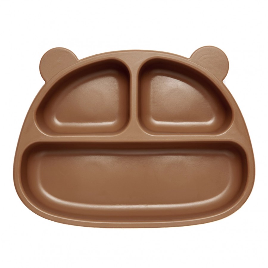 Kidnort Πιάτο Σιλικόνης με Χωρίσματα Bear Retter Mjolk Brown (KNSIL000031)