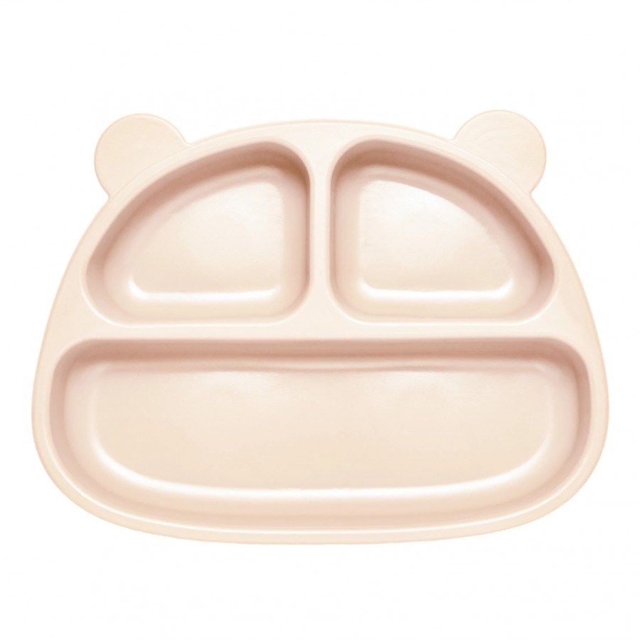 Kidnort Πιάτο Σιλικόνης με Χωρίσματα Bear Retter Mjolk Beige (KNSIL000032)