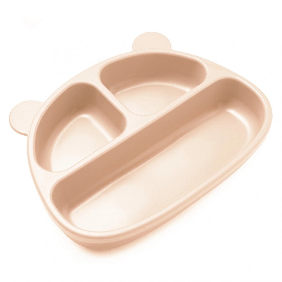 Kidnort Πιάτο Σιλικόνης με Χωρίσματα Bear Retter Mjolk Beige (KNSIL000032)