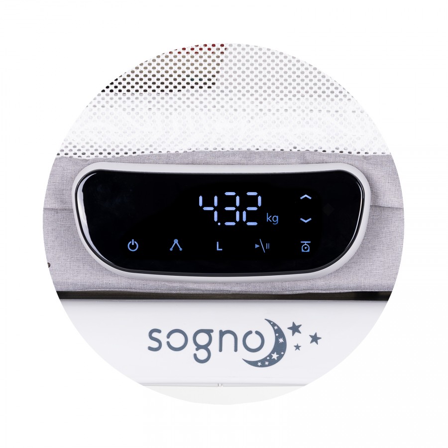 Chipolino Λίκνο με οθόνη LED, Bluetooth & Τηλεχειριστήριο Sogno γκρι (KOSSG02501GR)