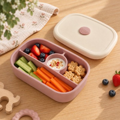 Abo Lunch Box Σιλικόνης με Καπάκι Ροζ (LB001-22)
