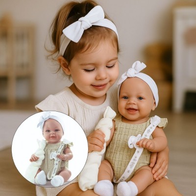 Magic baby Παιδική κούκλα μωρό "Paula με λευκή κορδέλα και αξεσουάρ"-45εκ. (MB46524)