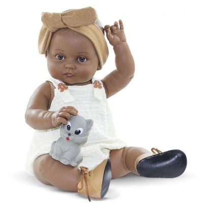 Magic baby Παιδική κούκλα μωρό "Alicia με καφέ κορδέλα και αξεσουάρ"-45εκ. (MB46626)